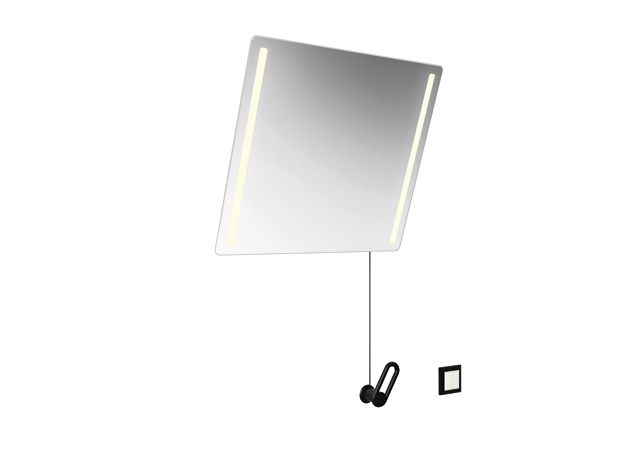 HEWI Kippspiegel LED plus, matt, B:600mm H:540mm lichtgrau