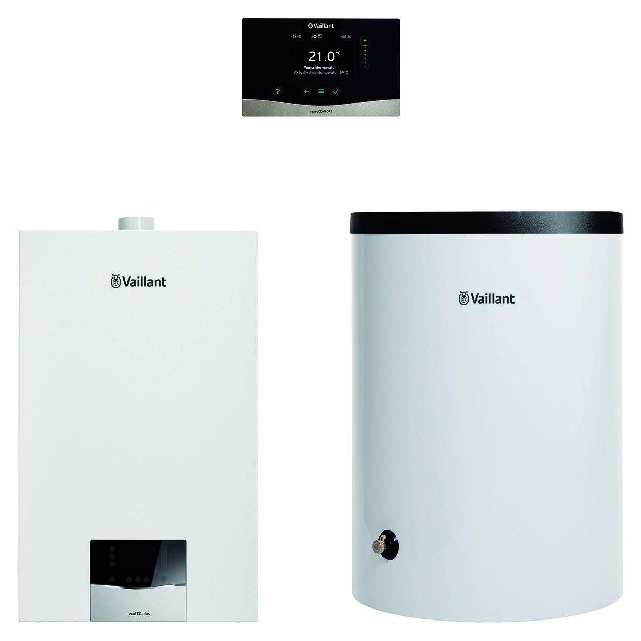 Vaillant Brennwert Gas Paket 1.719/3 ecoTEC plus VC 15CS/1-5, VRC 720/3, VIH R 150/6B 8000016490