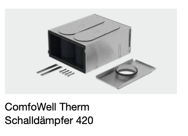 ZE Schalldämpfer ComfoWell Therm CWT420 m. Innendämmung, m. Endpl. DN160