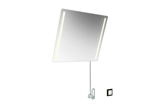 HEWI Kippspiegel LED plus, B:600mm H:540mm signalweiß