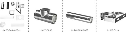 BOSCH Abgas-Standardpaket BOPA FC50 S Fassade starr, 80/125, 6m, RLU