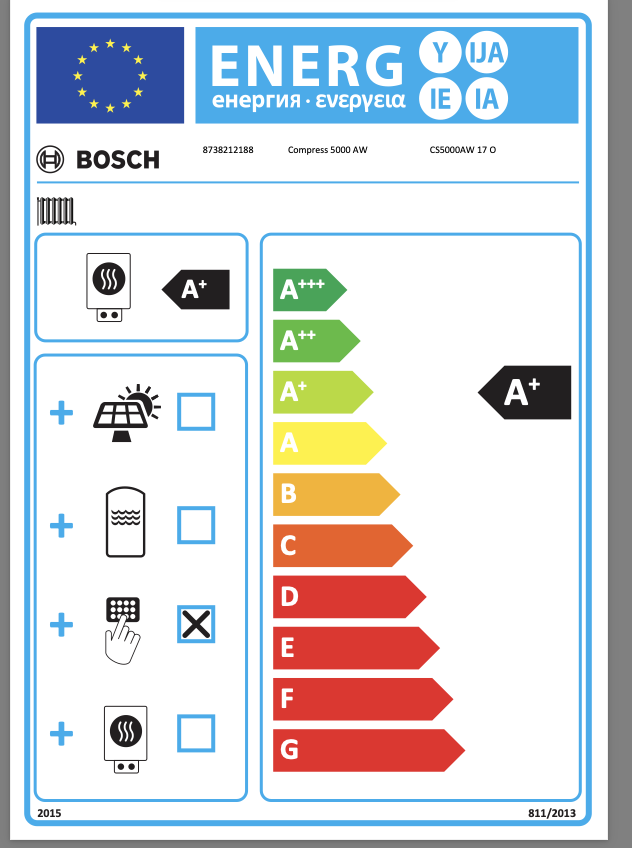BOSCH Luftwärmepumpe CS5000AW 17 O Monoblock-WP, 1855x1065x775, 17 kW 8738212188
