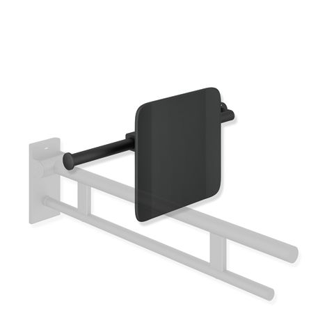HEWI Rückenst., Sys 900, T:150, li Wand, re SK-Griff (A),plvb schw tiefmatt/swm
