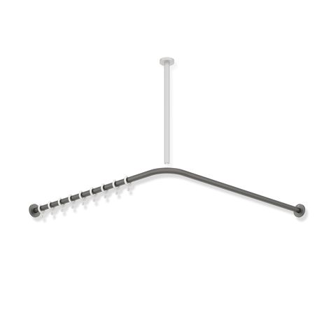 HEWI VH-Stange, d:25, A1/A2=887, 18 Ringe, plvb hgrau tiefmatt