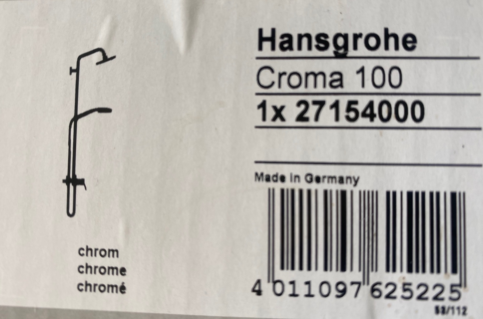 Hansgrohe Showerpipe Croma 100 Einhebelmischer mit Handbrause Kopfbrause 27154000