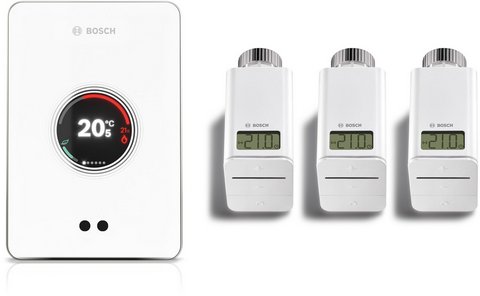 BOSCH smarter WLAN-Regler EasyControl Set mit 3 Funk-Thermostaten, weiß