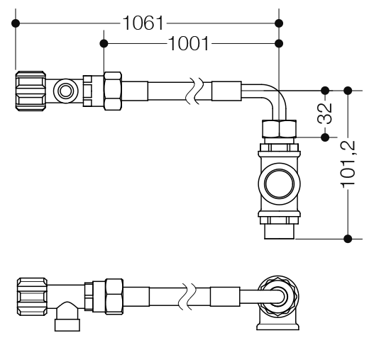 HEWI Anschlussset Dusch-WC, für WC-Module S 50, AUSLAUF