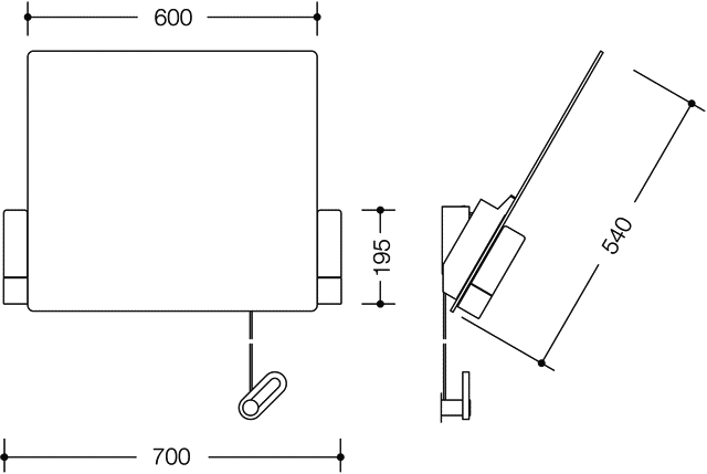 HEWI Kippspiegel m.Beleuchtung Ser 801, matt, B:700mm, H:540mm felsgrau