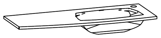 HB Waschtisch BB Brilliant Gäste WC MEW 085 BG 1 L L:16mmB:855mmT:330mm