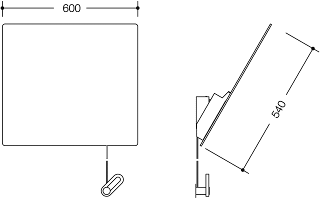 HEWI Kippspiegel Ser 801, B:600 H:540, antimikrobielle Ausrüstung signalweiß