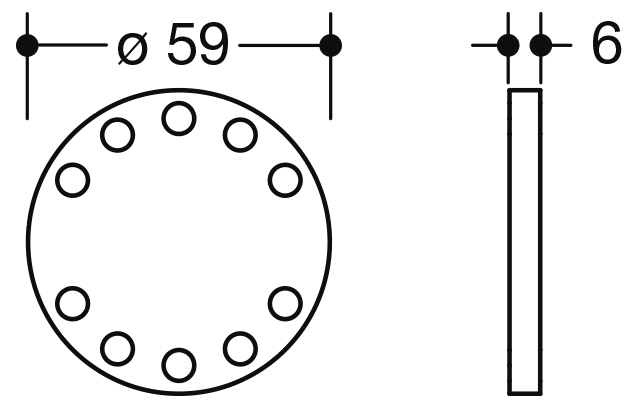 HEWI Dichtronde für 900,801,805C, Set 10 Stahlrosette, Lochbild 10 Bohrungen