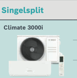 BOSCH Split-Klimagerät CL3000i-Set 26 WE Außen- und Inneneinheit, 2,6 kW, A++