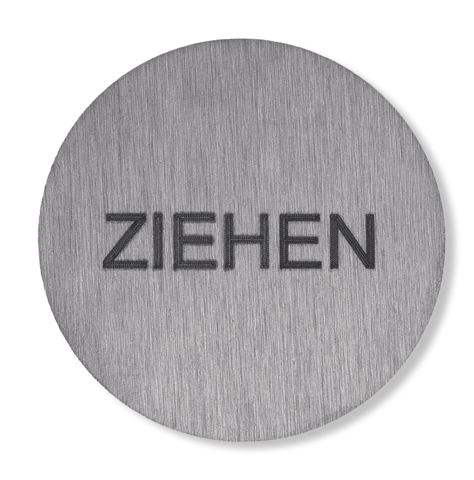 HEWI Symbol ZIEHEN, d:52mm, Edelstahl matt schliff, selbstkl.