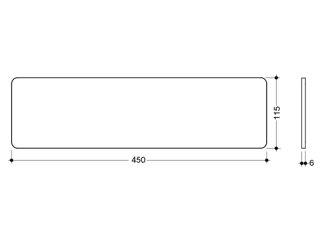 HEWI Glasplatte, 450mm, für Ablage 815.03.11005